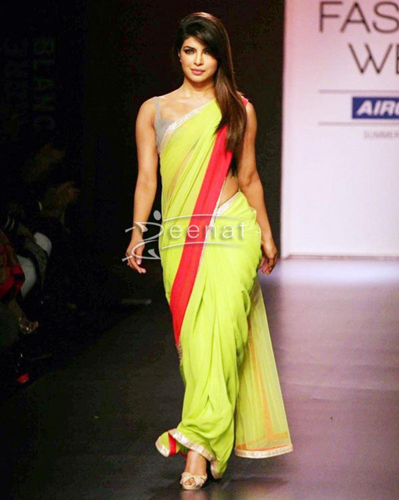 Priyanka Chopra In Manish Malhotra Designer Saree Lakme Fashion Week 2013