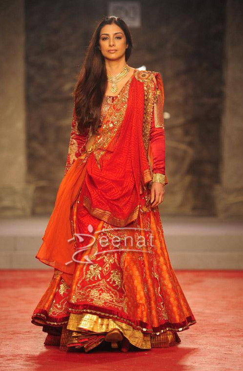 Bollywood Actress Tabu in lehenga choli at Delhi Couture Week held in New Delhi on July 31 2013.