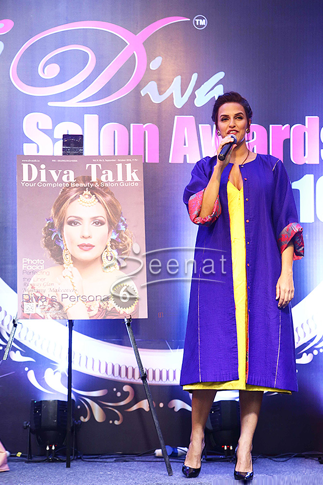 Neha Dhupia in Raw Mango and Sanjay Garg at Salon Awards 2016