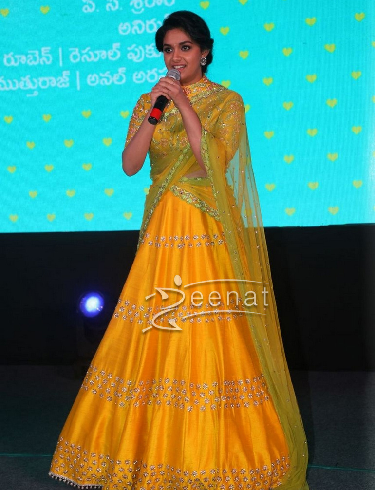 South Indian Actress Keerthi Suresh in Yellow Lehenga Choli