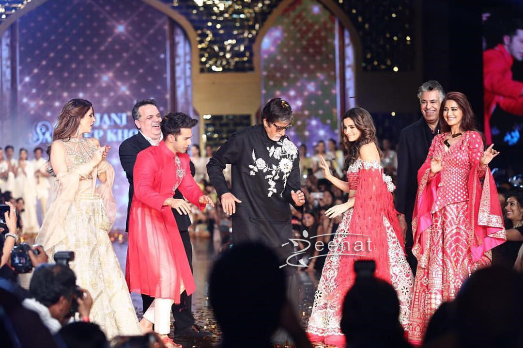 Varun Dhawan, Alia Bhatt and Amitabh Bachchan walked for CPAA Fashion Show wearing Abu Jani-Sandeep Khosla.